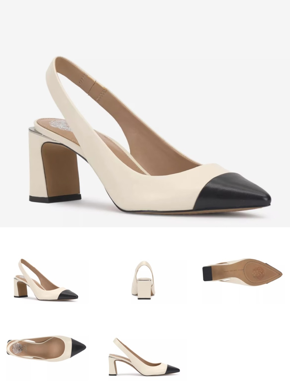Vince Camuto Two-Tone Slingback Pump in Cream and Black